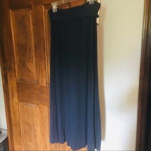 Navy Blue Fold Over Maxi Skirt